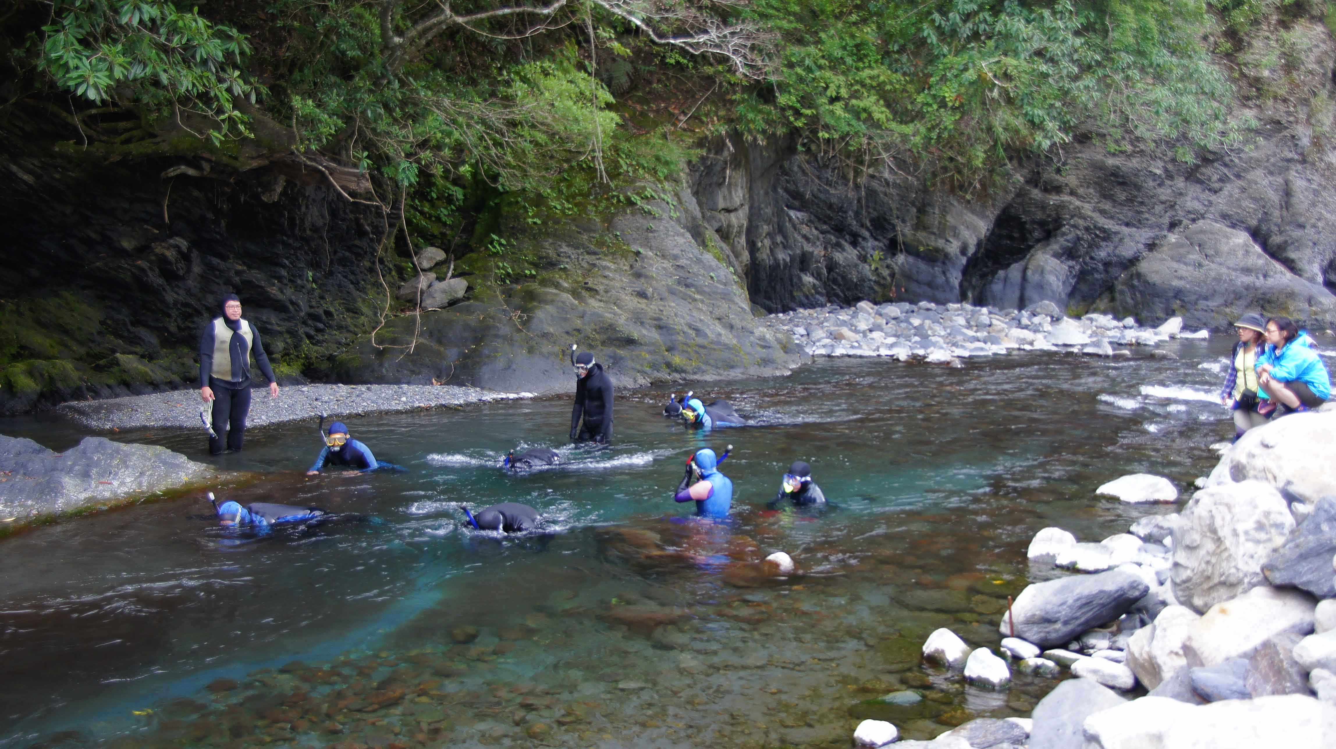 數魚不驚嚇魚方法:貼近河岸從下游往上游爬，因為魚通常眼睛看上游的方向，等待食物從上游沖下來，所以牠不太會注意到下游，等人靠近了才會躲開